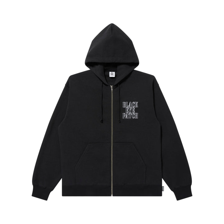 STENCIL LOGO EMBROIDERED ZIP HOODIE BLACK