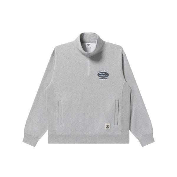 BUSINESS SIZE HALF ZIP SWEAT HEATHER GRAY