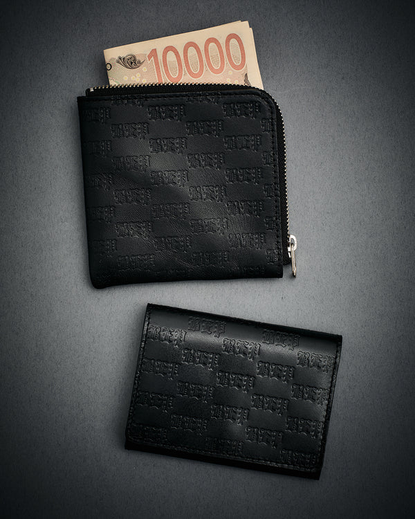 3 LETTER OE EMBOSSED LEATHER WALLET BLACK