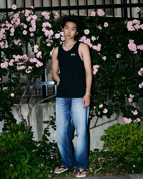 3 LETTER OE THERMAL TANK TOP BLACK