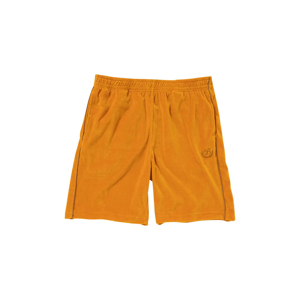 B EMBLEM PIPING VELOUR SHORTS CAMEL