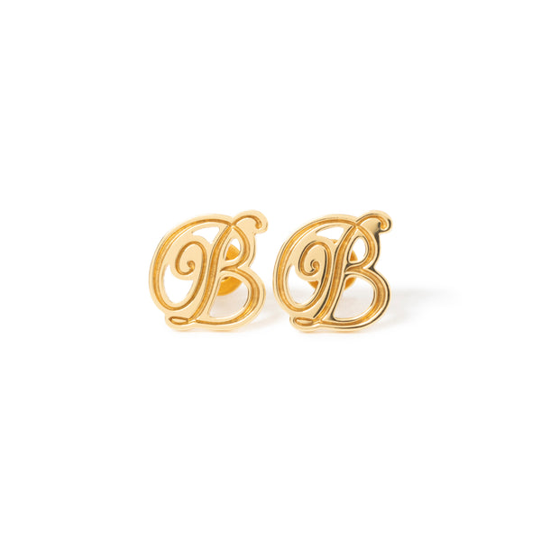 B Emblem Earrings, Gold