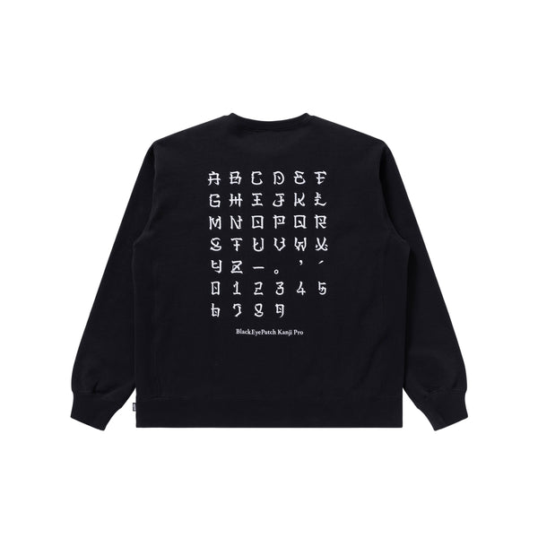 KANJI LABEL TYPEFACE CREW SWEAT BLACK
