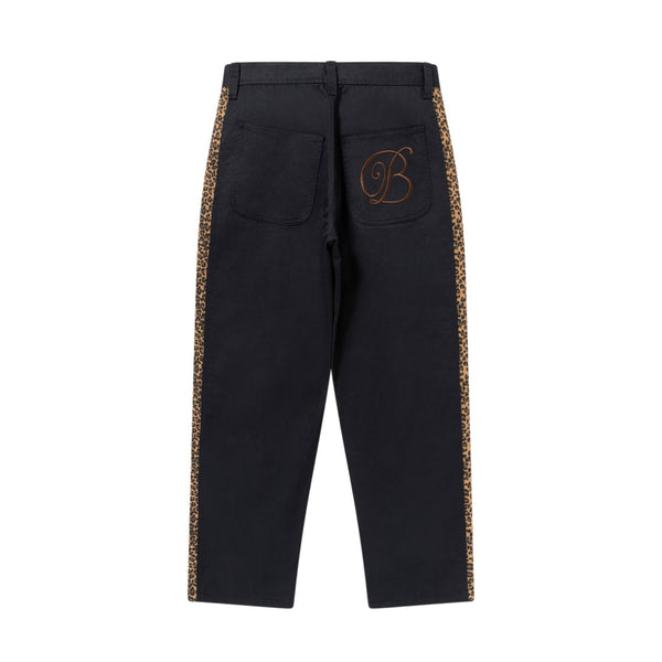 LEOPARD BORDERED WORK PANTS BLACK
