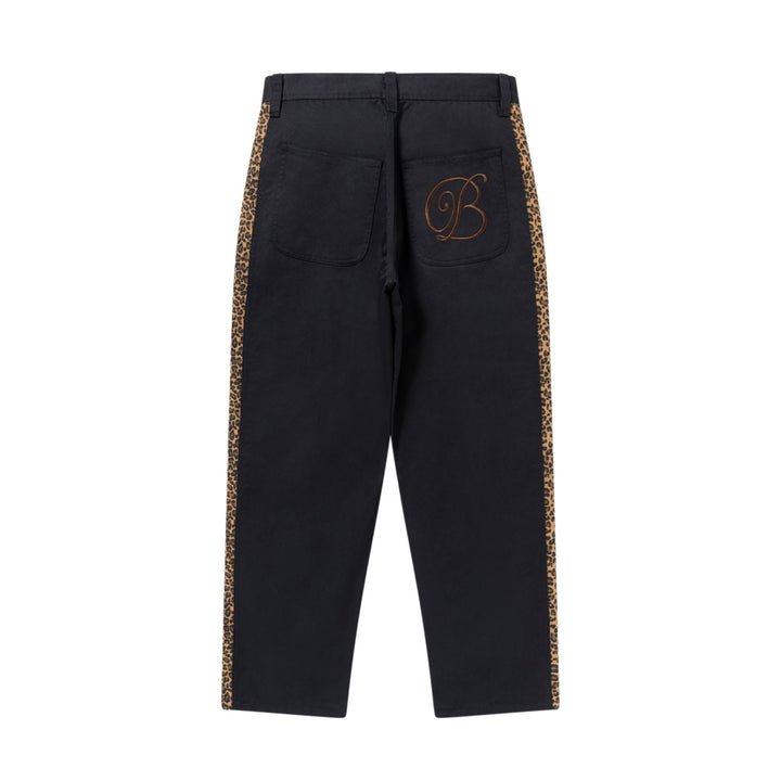 LEOPARD BORDERED WORK PANTS BLACK