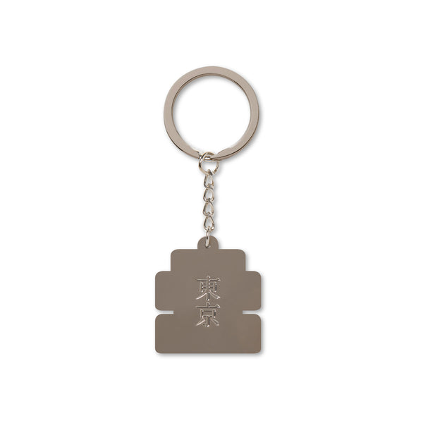 RHINESTONED OG LABEL PLATED KEYCHAIN SILVER