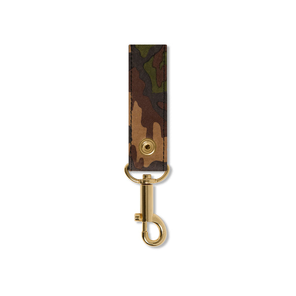 CAMOUFLAGED LEATHER STRAP KEYCHAIN WOODLAND CAMO