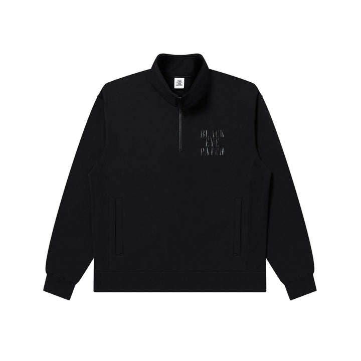 STENCIL LOGO HALF ZIP PULLOVER BLACK