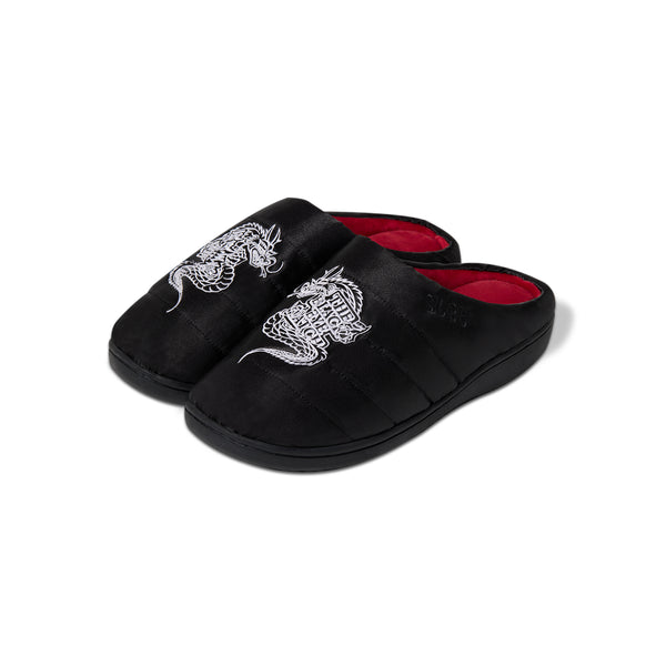 SATIN DRAGON SUBU SANDALS BLACK