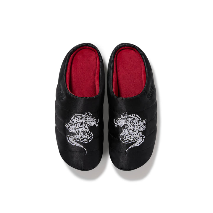 SATIN DRAGON SUBU SANDALS BLACK
