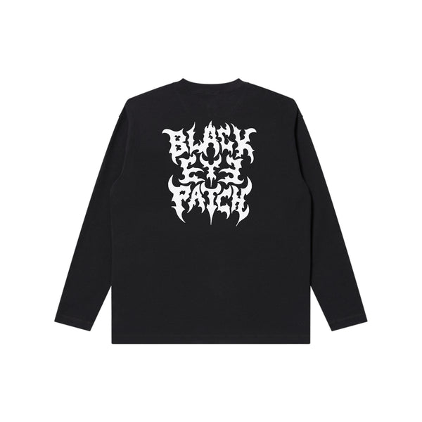 TRAP METAL LOGO HENLEY NECK L/S TEE BLACK