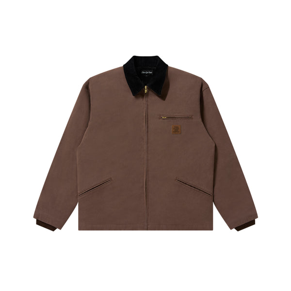 LEATHER PATCHED DUCK JACKET BROWN
