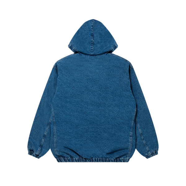 METAL LOGO HOODED DENIM JACKET INDIGO