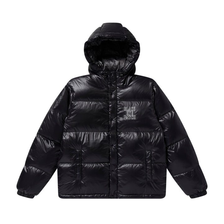 STENCIL LOGO HOODED DOWN JACKET BLACK