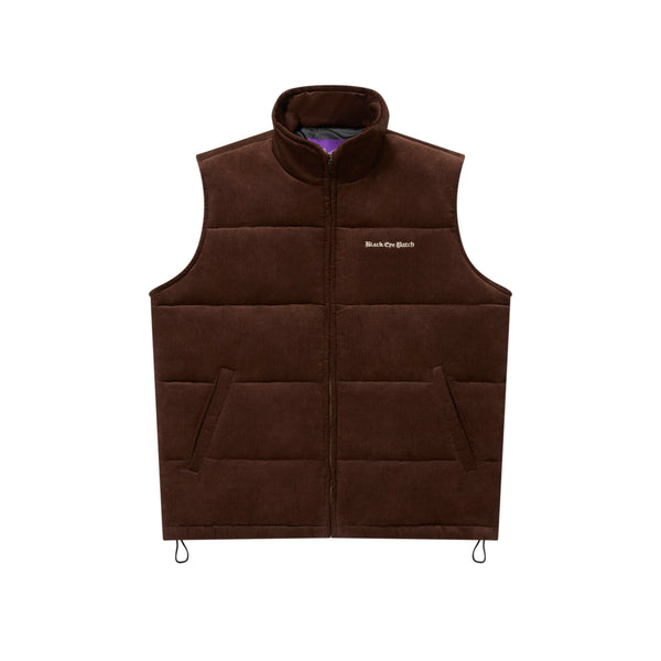 OE LOGO CORDUROY PUFFER VEST BROWN