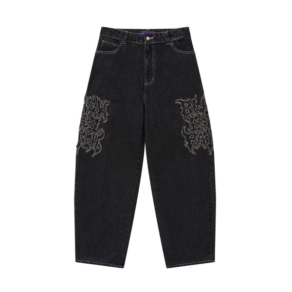 METAL LOGO EXTRA BAGGY JEANS BLACK