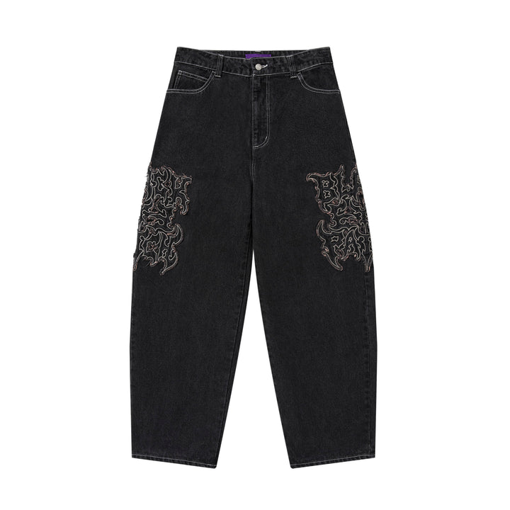 METAL LOGO EXTRA BAGGY JEANS BLACK
