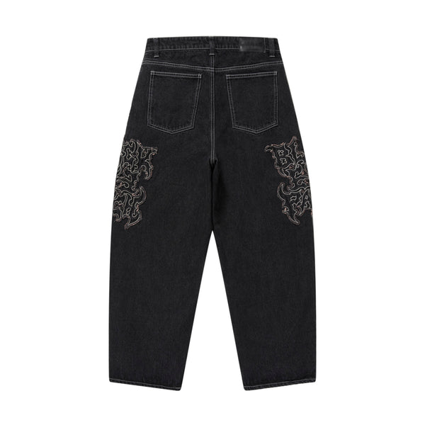 METAL LOGO EXTRA BAGGY JEANS BLACK