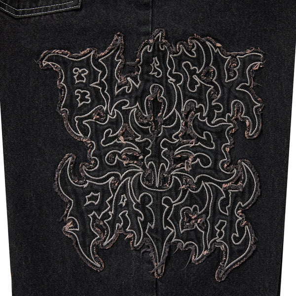 METAL LOGO EXTRA BAGGY JEANS BLACK