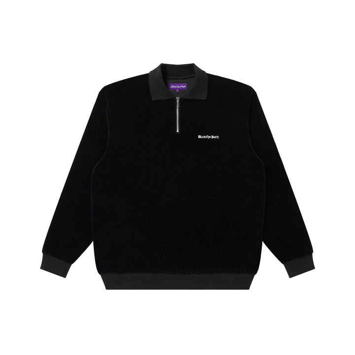 OE LOGO HALF ZIP VELOUR SHIRT BLACK