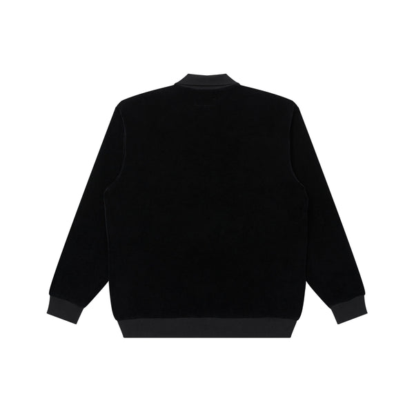OE LOGO HALF ZIP VELOUR SHIRT BLACK