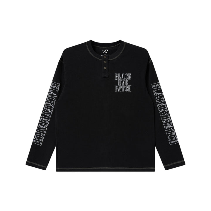 STENCIL LOGO HENLEY NECK L/S TEE BLACK