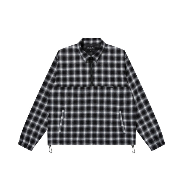 COLLARED HALF ZIP FLANNEL PULLOVER