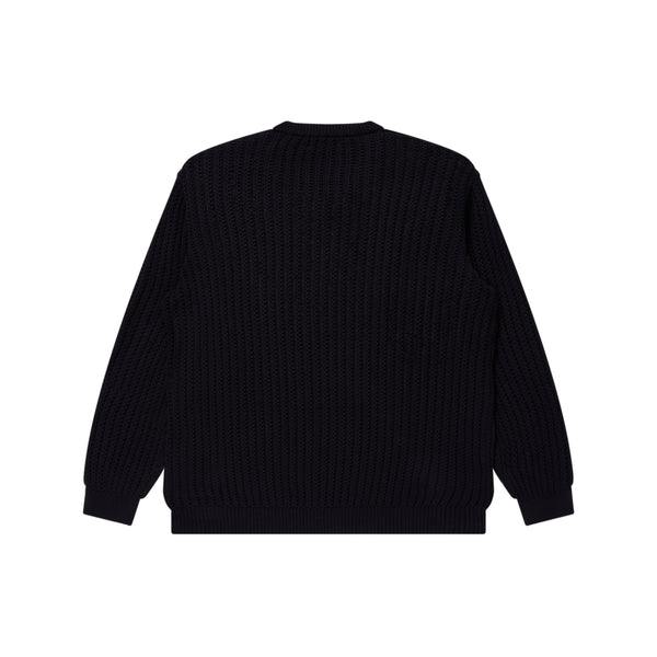 OG LABEL WAFFLE KNITTED CREW BLACK