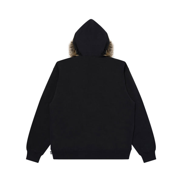 FAUX FUR HOODED HWC ZIP HOODIE BLACK