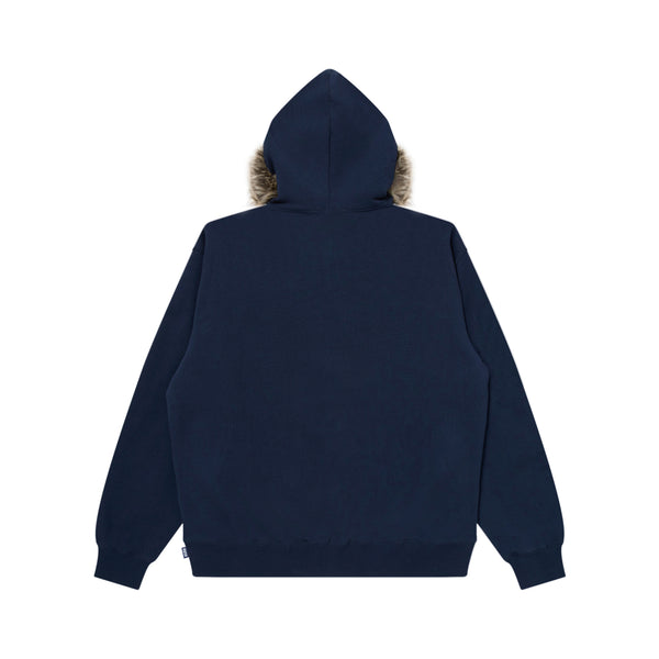 FAUX FUR HOODED HWC ZIP HOODIE NAVY