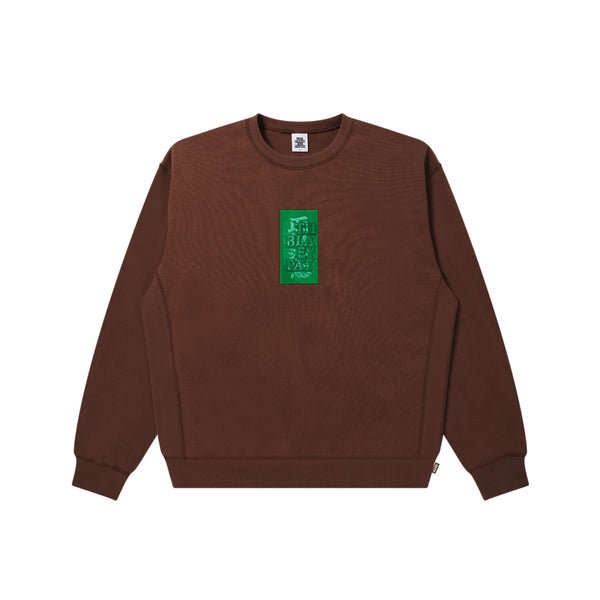 HWC LABEL CREW SWEAT BROWN