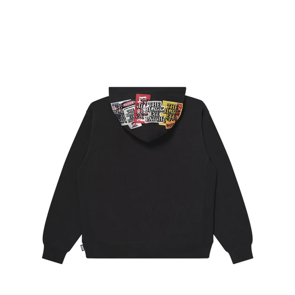 ASSORTED LABELS EMBROIDERED HOODIE BLACK