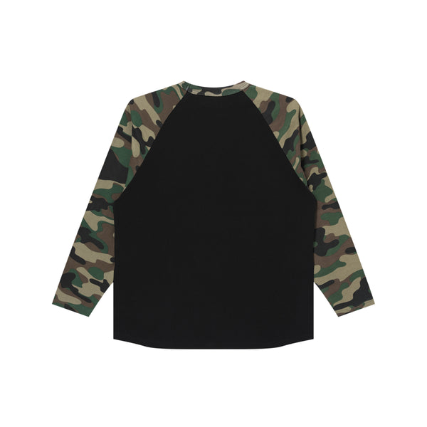 CONDOR RAGLAN L/S TEE BLACK/WOODLAND CAMO