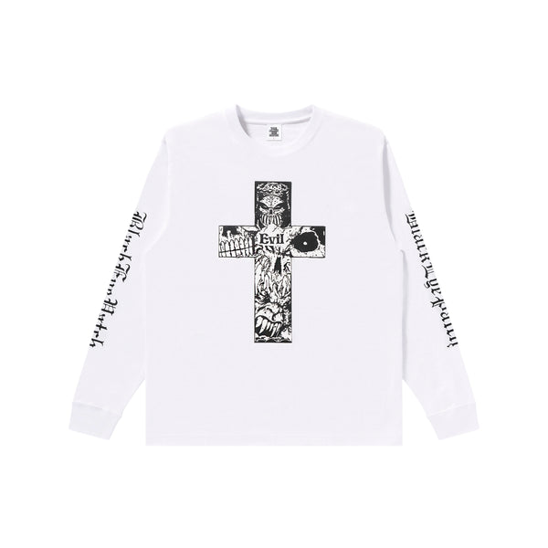 CROSS EVIL L/S TEE WHITE