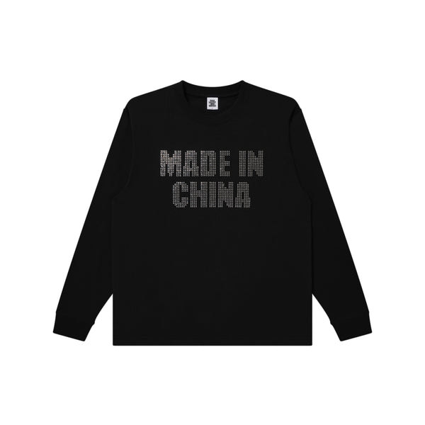 MADE IN CHINA RHINESTONE L/S TEE BLACK