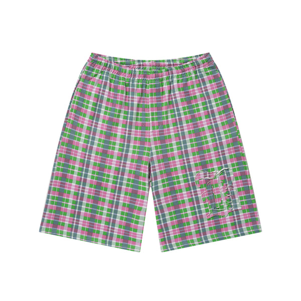 BIG B CHECKED BAGGY SWEAT SHORTS PINK