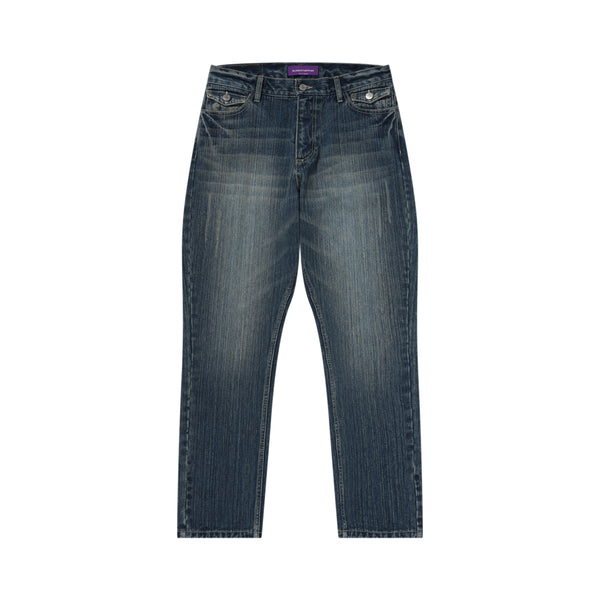 LEOPARD FLAP SLIM FIT JEANS INDIGO