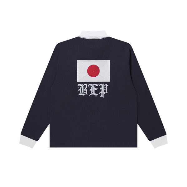 OE JAPAN FLAG LACE UP POLO NAVY