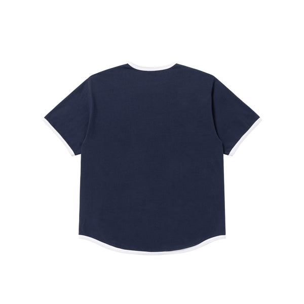 Crown Logo Ribbed Tee, Navy