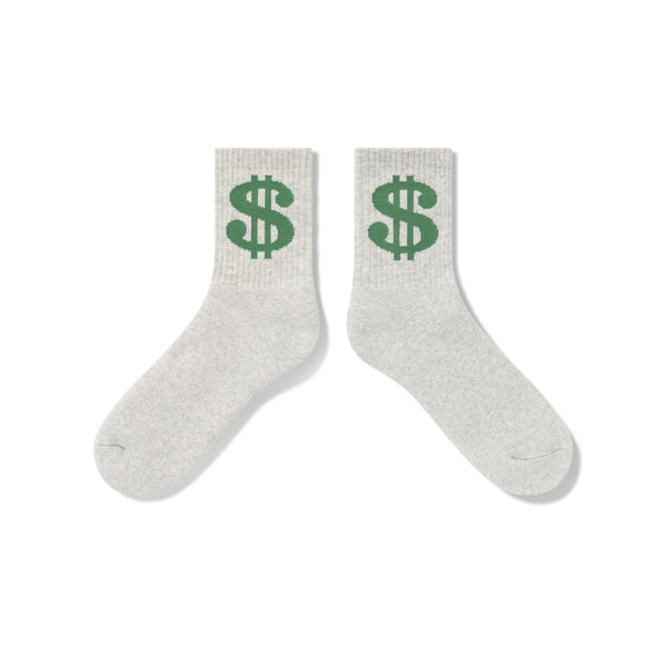 DOLLAR SIGN SOCKS GRAY