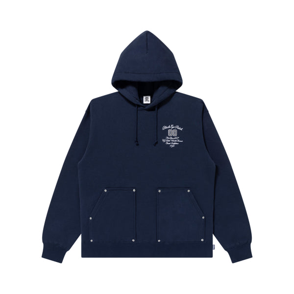 BRAND STATEMENT DOUBLE POCKET HOODIE NAVY