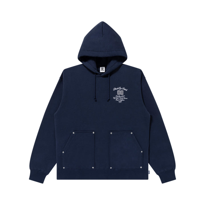 BRAND STATEMENT DOUBLE POCKET HOODIE NAVY