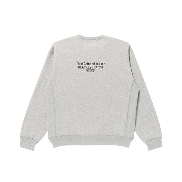 YUKI CHIBA "億万長者" HWC LABEL CREW SWEAT HEATHER GRAY