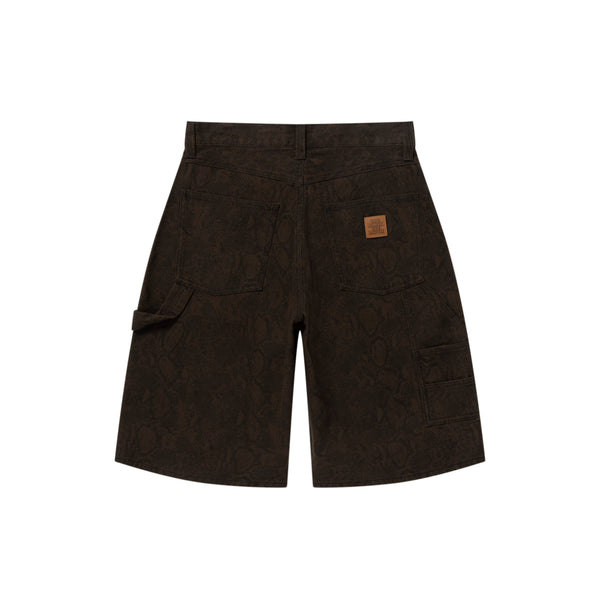 PYTHON PATTERNED BAGGY DUCK SHORTS OLIVE