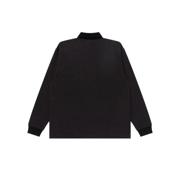 OE LOGO CORDUROY COLLARED RUGBY SHIRT BLACK