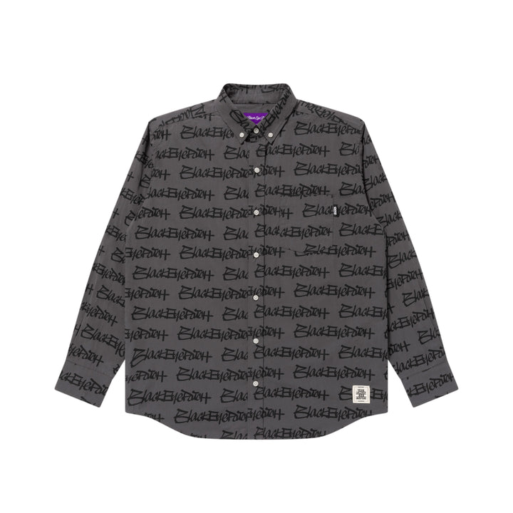FASTHAND SCRIPT COTTON L/S SHIRT CHARCOAL