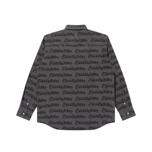 FASTHAND Script Cotton Long Sleeve Shirt, Charcoal