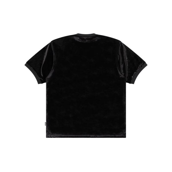 KANJI LOGO V NECK VELOUR PULLOVER TEE BLACK