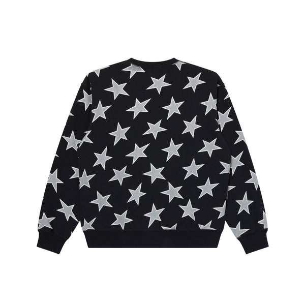 STAR PATTERNED BRAND ORIGIN CREW SWEAT BLACK