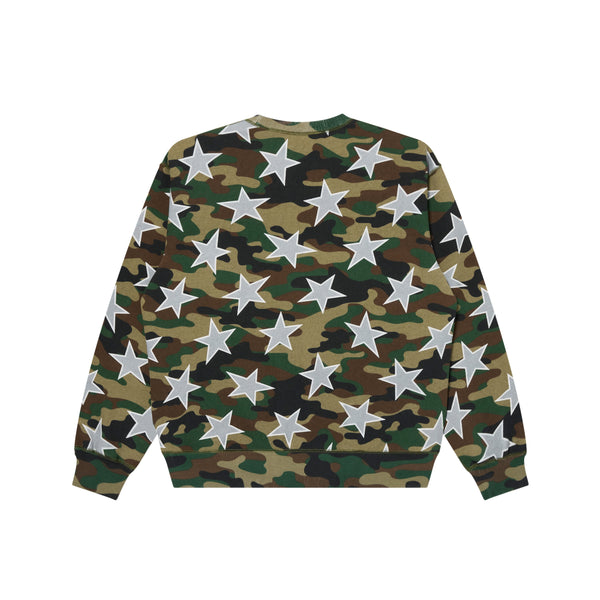 STAR PATTERNED BRAND ORIGIN CREW SWEAT WOODLAND CAMO